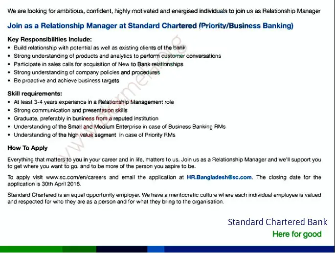 Standard Chartered Bank Job