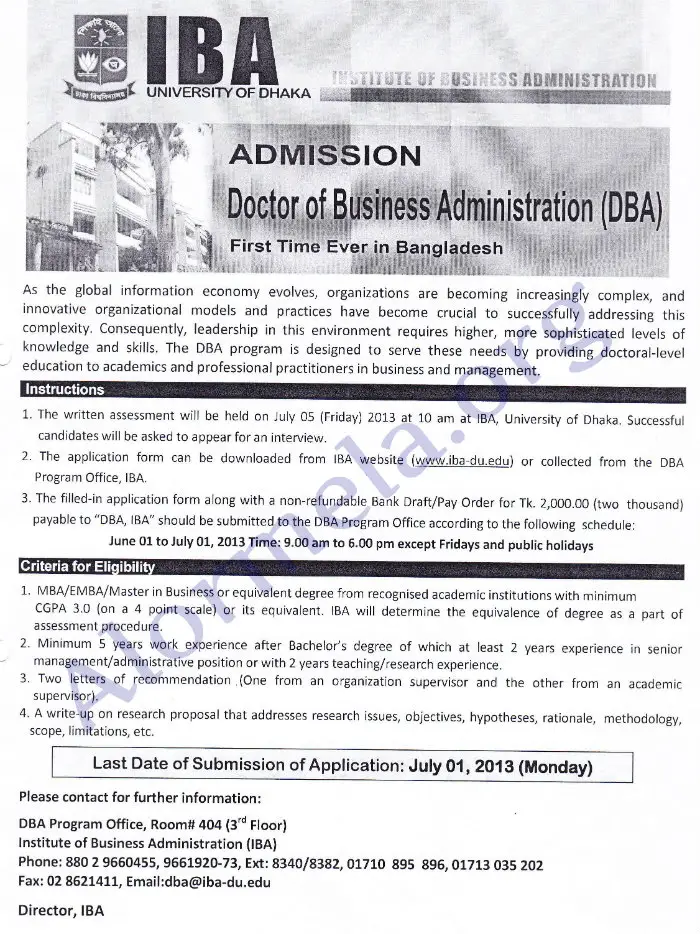 date du form exam Admission IBA Business Administration at of (DBA) Doctor date du form exam Admission IBA Business Administration at of (DBA) Doctor