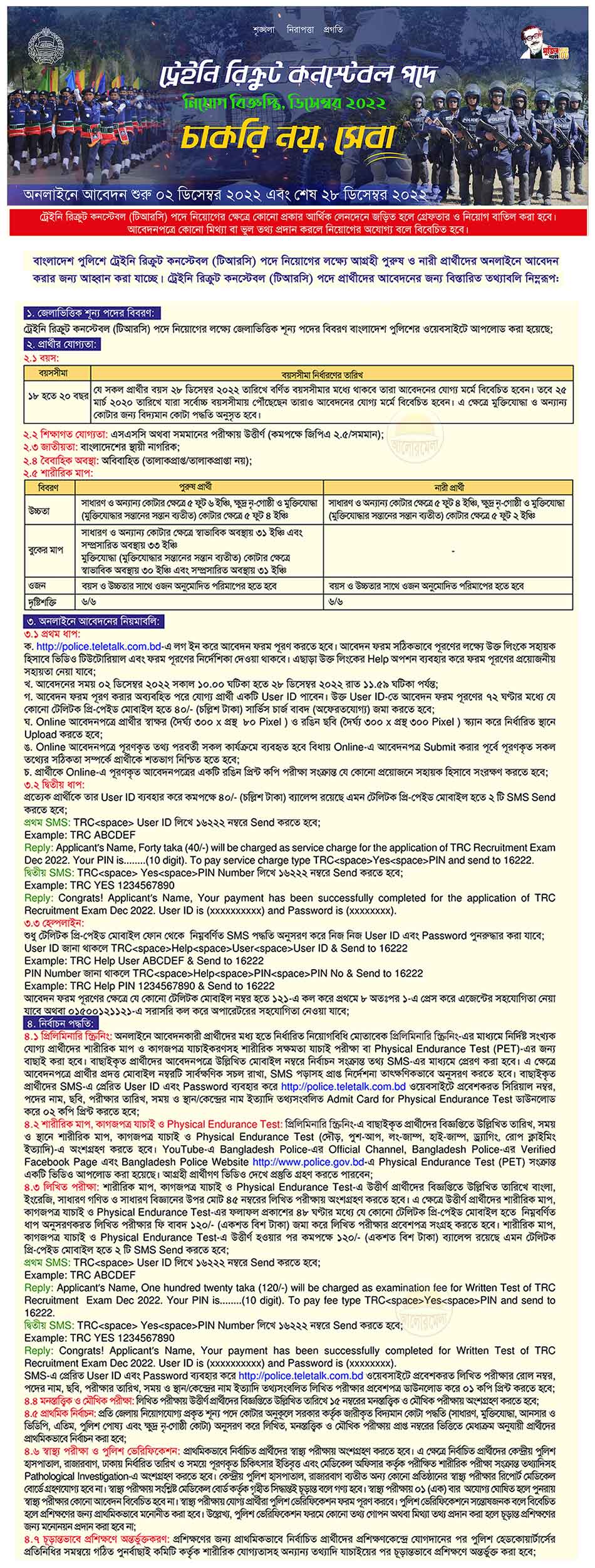 bangladesh police recruitment circular 2022
