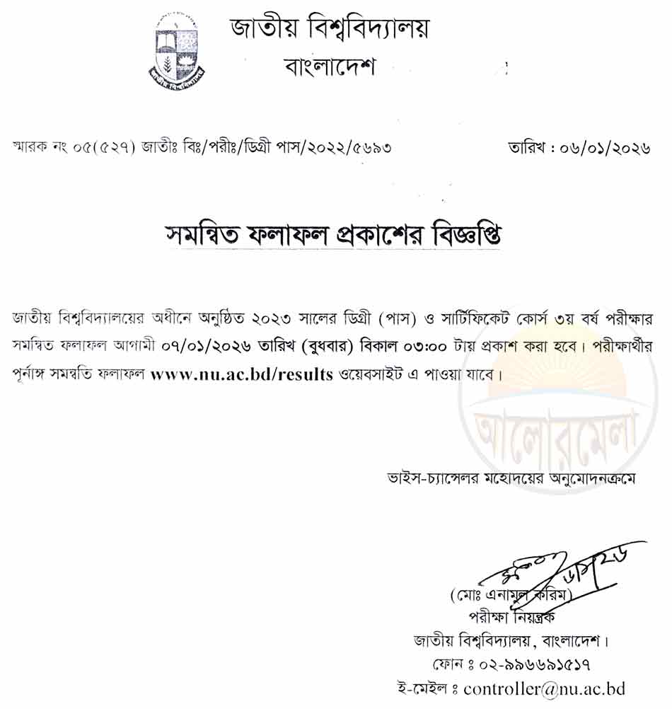 degree 3rd year exam combined result 2026