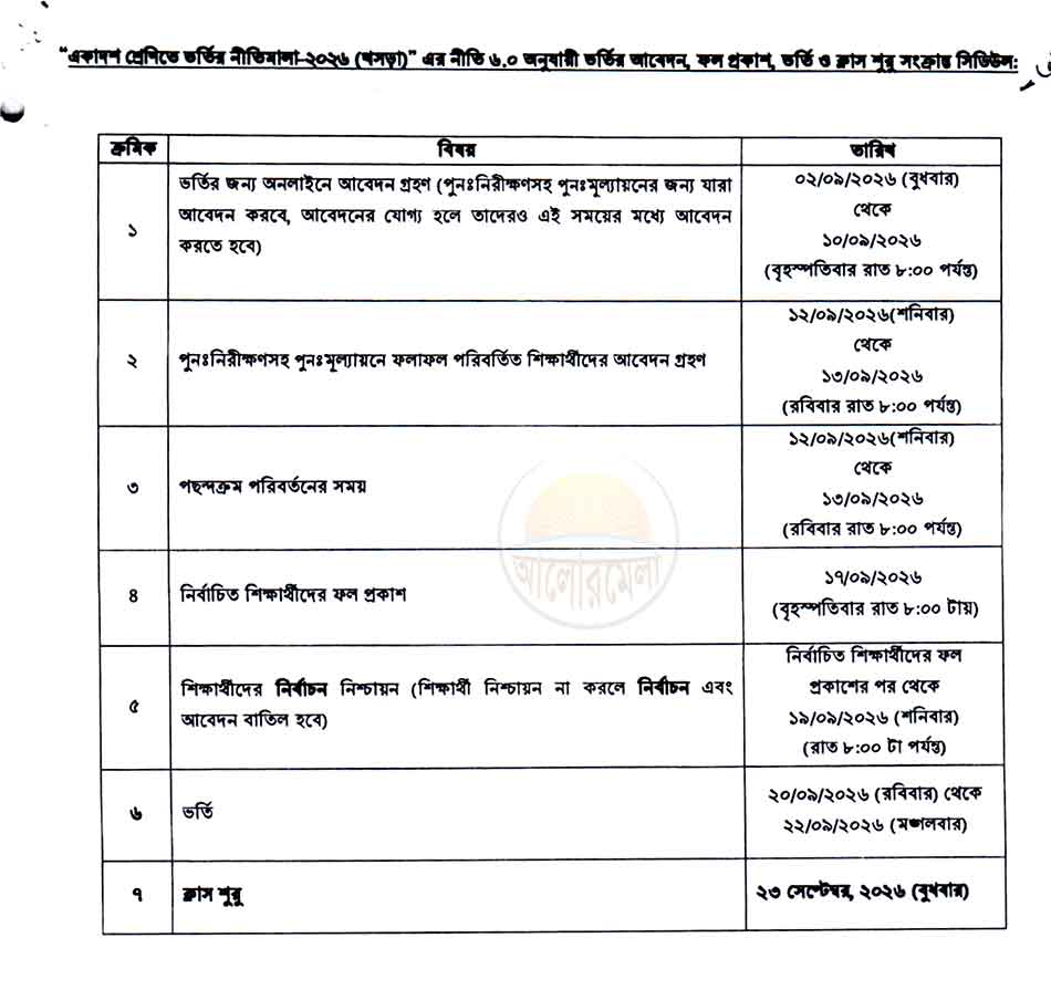 xi admission circular 2026
